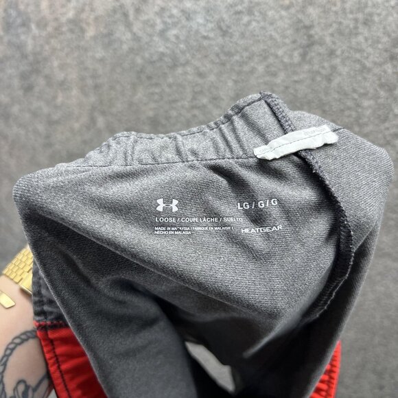 Under Armour Shorts Womens Large Gray Red HeatGear Loose Athletic Running - Picture 3 of 10